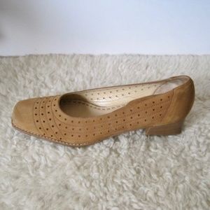 Amalfi Tan Perforated Loafers with Classic Ballet Silhouette